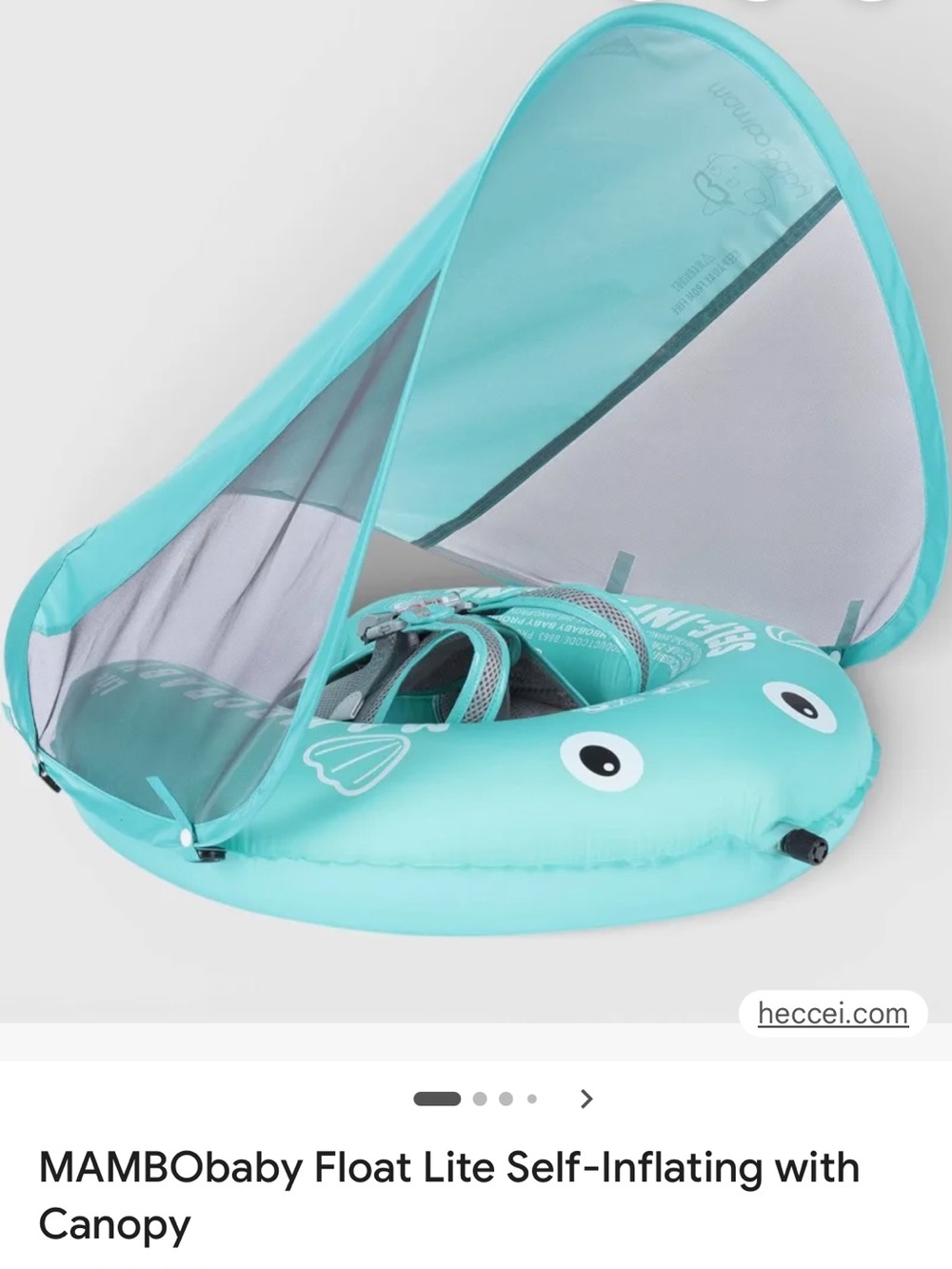 MAMBObaby Kids Swim Float with Sun Canopy - Aqua